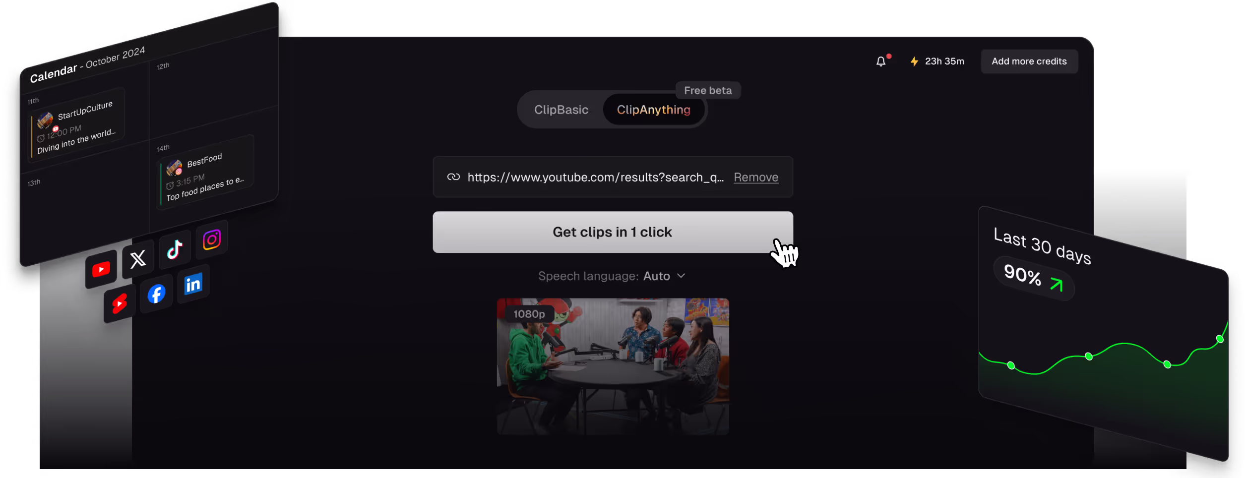 Clip & post everywhere in 1 click to boost engagement